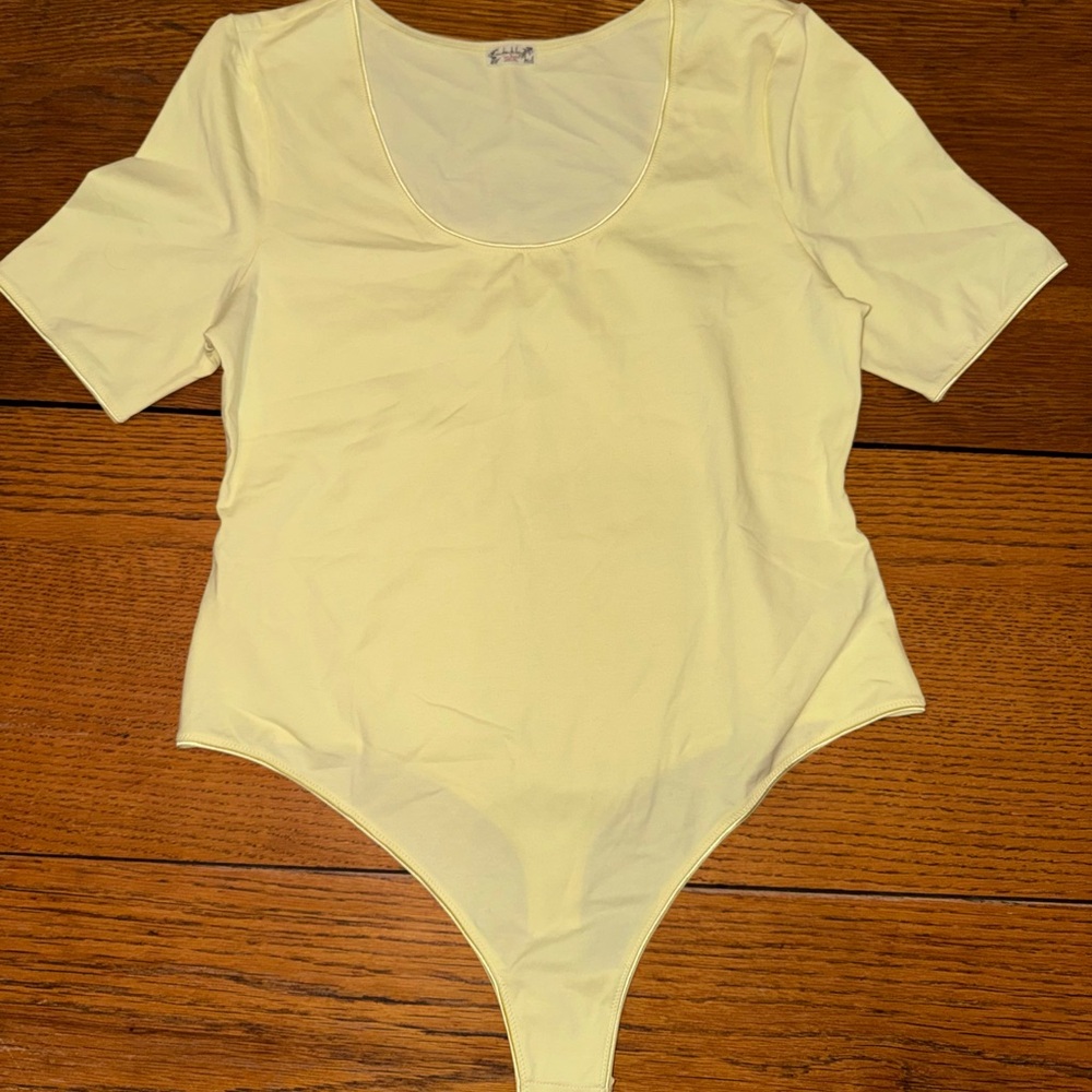 Free People Light Yellow Bodysuit Size XL